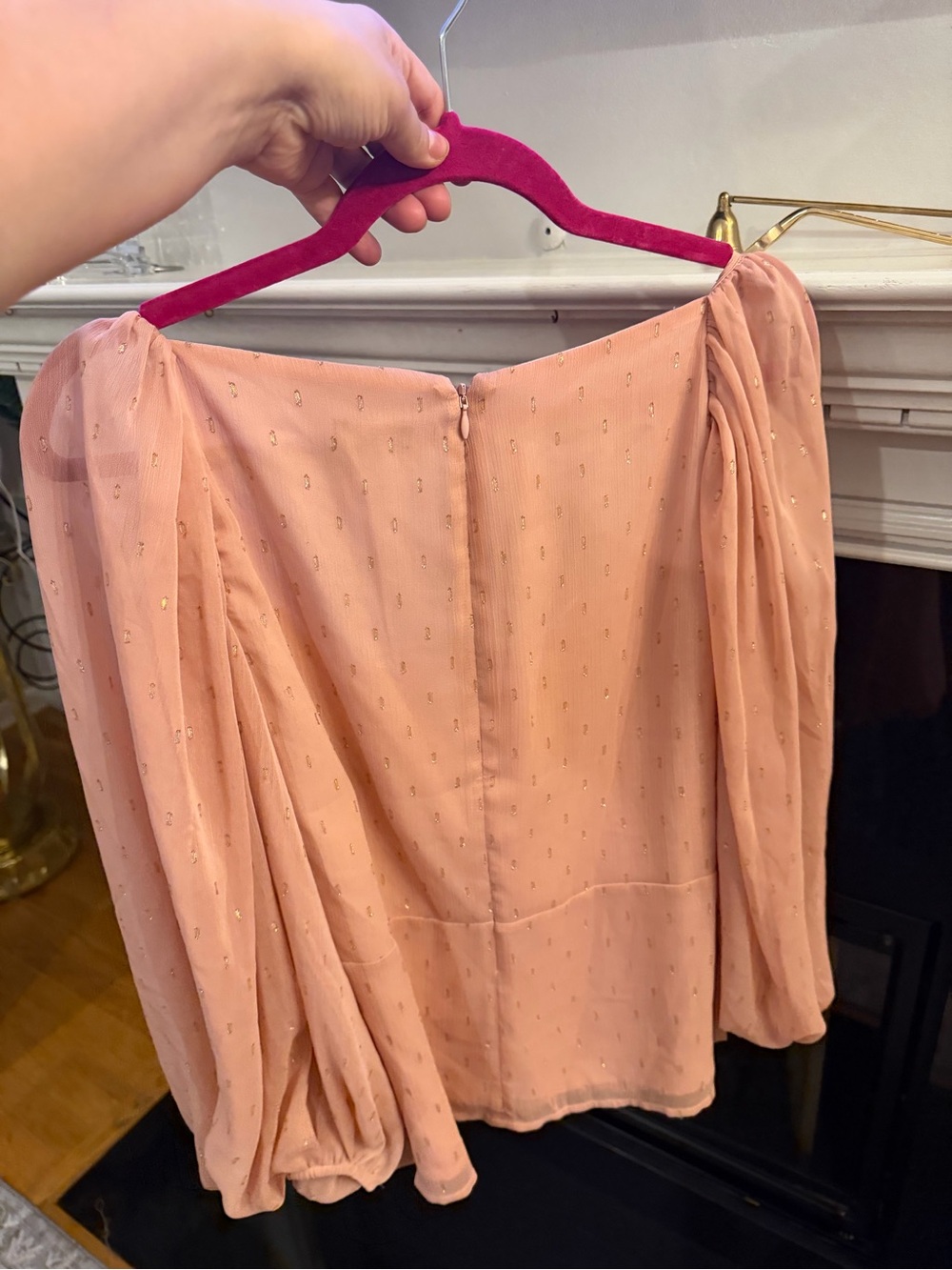 Express Peach Puff Ruffled Square-Neck Blouse - Picture 4 of 4